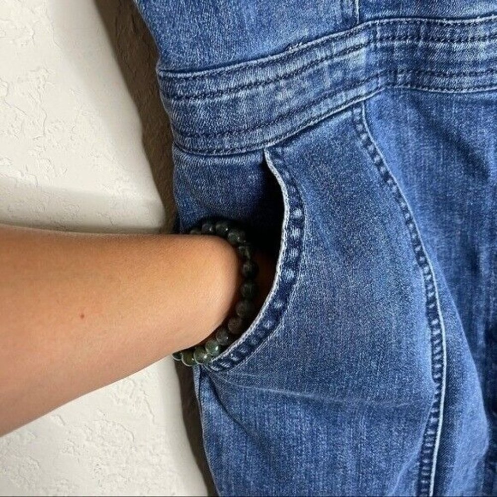 Express Button Front Seamed Denim Mini Sheath Dre… - image 7